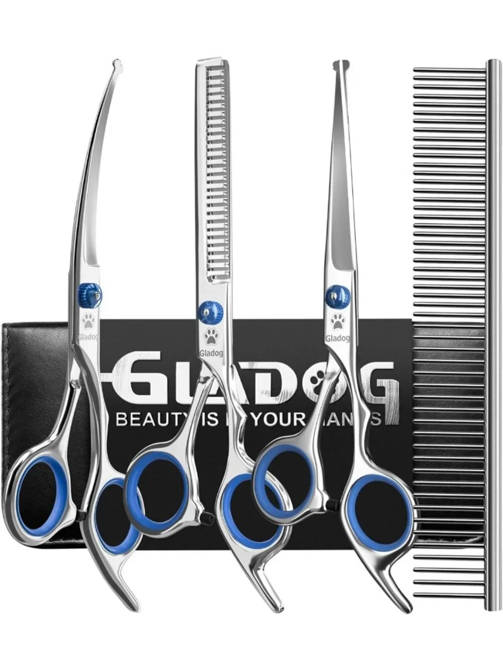 5-in-1 Dog Grooming Scissors Set | Heavy-Duty Pet Shears with Safety Tips for